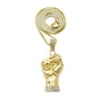 thumbnail image 1 of Stud Power Fist Pendant with 2mm Box Chain Necklace, Gold-Tone, 18", 1 of 3