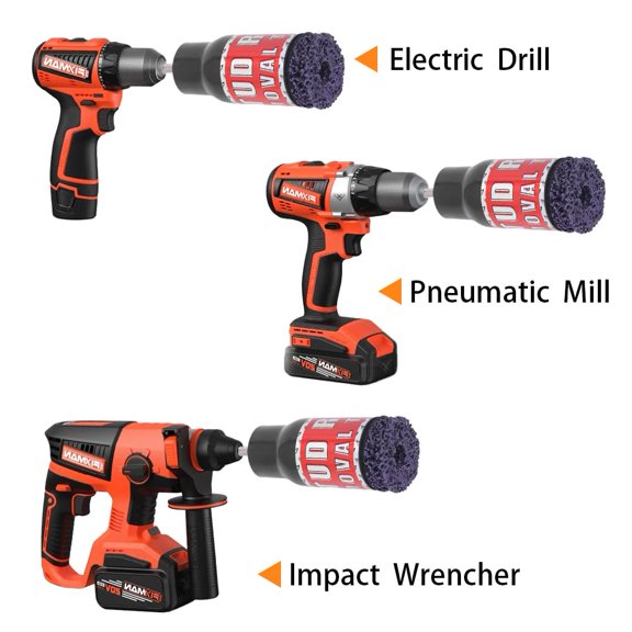 Stud Rust Removal Tool, Wheel Stud Cleaner Metal Rescue Hub Clean Tools Effective Mode Bolts Quick Driven for 1/2in Impact Wrenches Electric Drill Cleaning Portable Tool Screws Surfaces