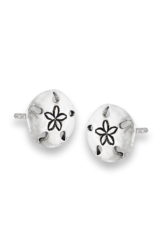 Stud Sand Dollar High Polish .925 Sterling Silver Beach Vacation Stud Earrings Jewelry Female Unisex