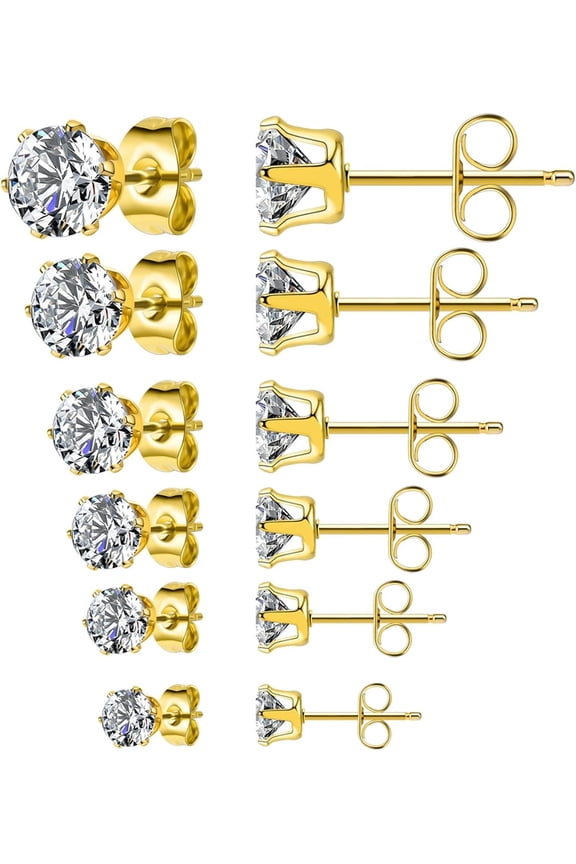 Stud earrings stainless steel hypoallergenic Cubic zirconia round rhinestone cartilage piercing tragus helix stud earrings pack for unisex[g121]