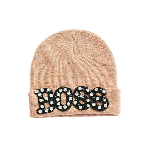 Studded BOSS Cuffed Beanie - Natural