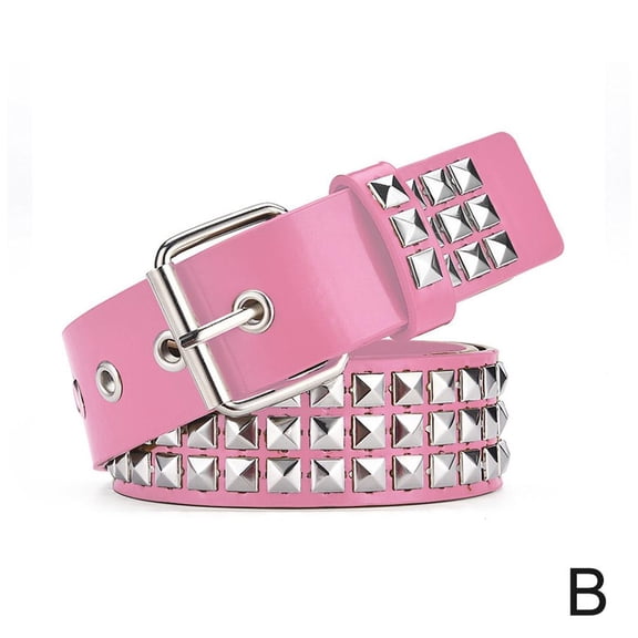 Studded Belt, 4290 Metal Punk Rock Rivet Pu Belt, Gothic With Bright Pyramid Studded for Women Men
