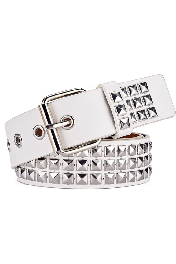 Studded Belt, Metal Punk Rock Rivet Belt with Bright Pyramid Studded for Women Men