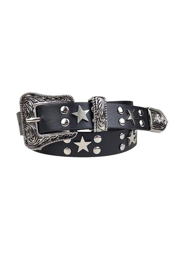 Studded Belt Women Y2K Spike Star Belts Black Girl Woman Stud Punk Waist Belt for Halloween Cosplay