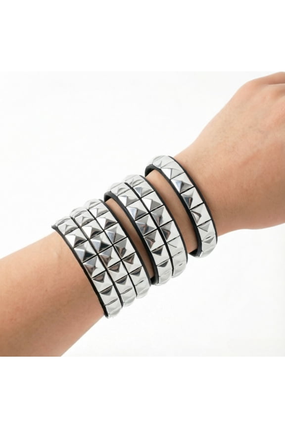 Studded Bracelet Punk Spiked Emo for Unisex Party Accessories 3 Pieces