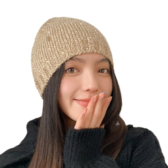 Trendy Cap Sequins Hat Skull Hat for Teens Women Party Accessory Knitted Hat Street Sequins Skull Hat