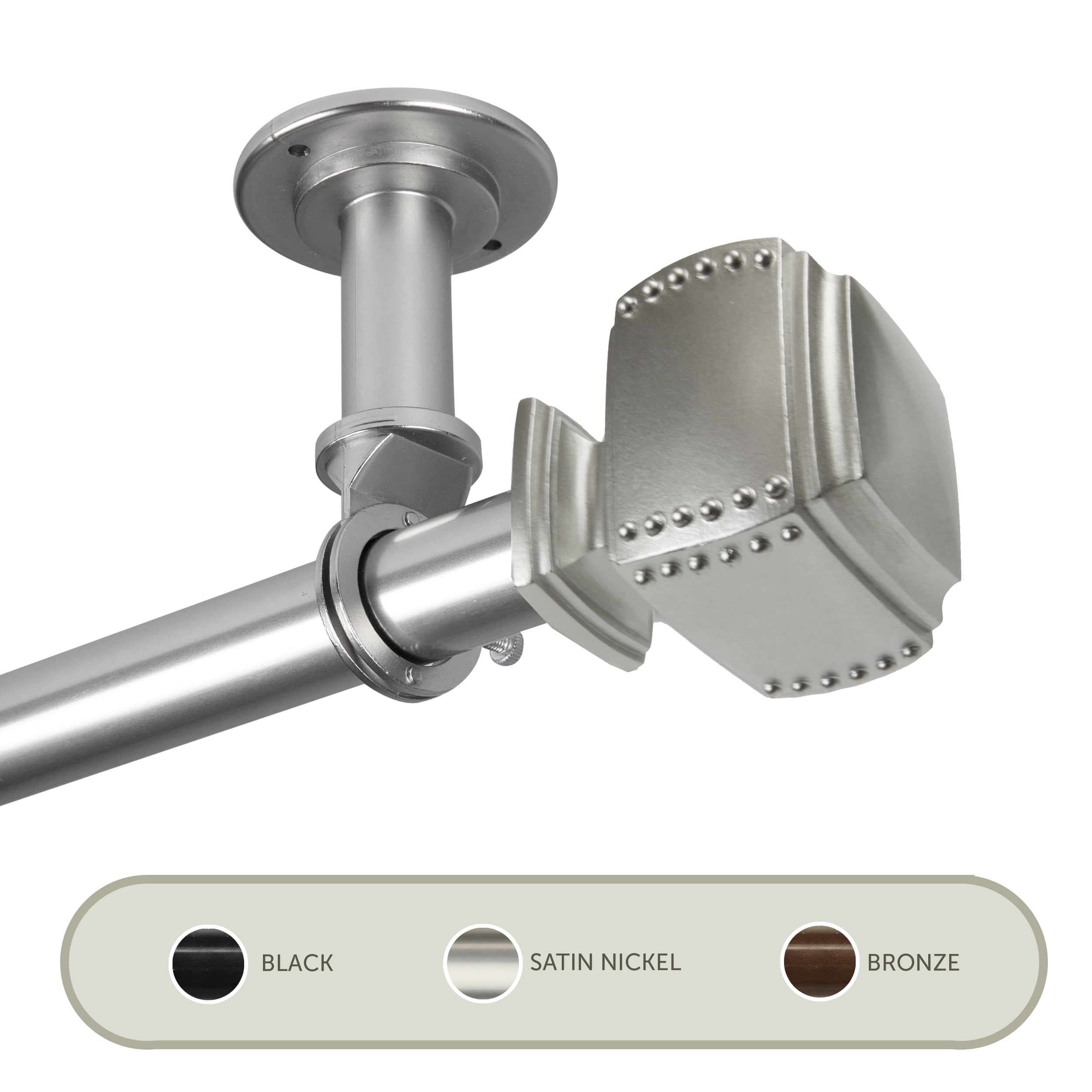 Studded Ceiling 1" Curtain Rod/ Room Divider 160-240 inch - Satin Nickel