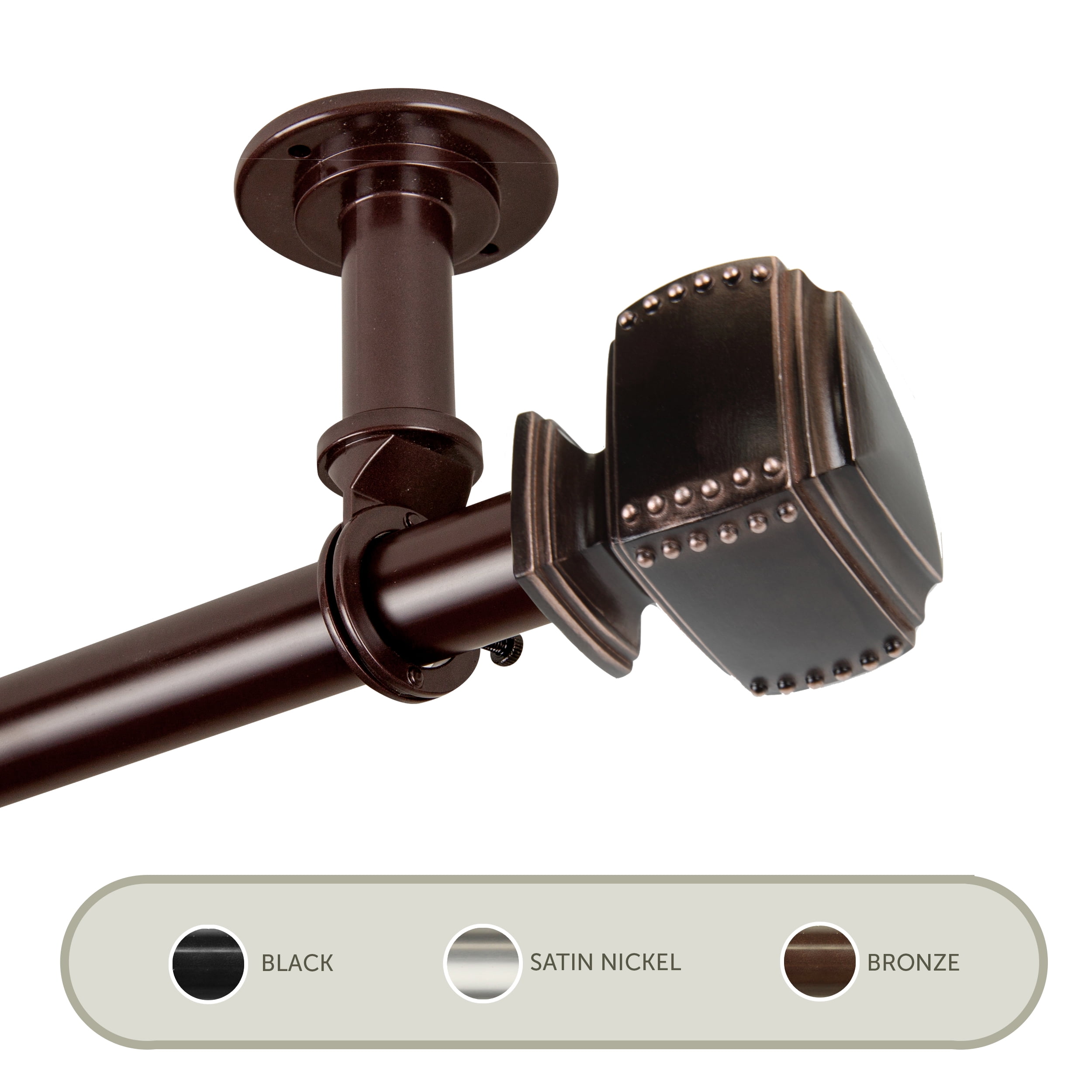 Studded Ceiling 1" Curtain Rod/ Room Divider 48-84 inch - Bronze