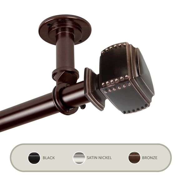 Studded Ceiling 1" Curtain Rod/ Room Divider 48-84 inch - Bronze