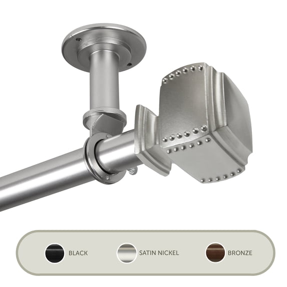 Studded Ceiling 1" Curtain Rod/ Room Divider 48-84 inch - Satin Nickel
