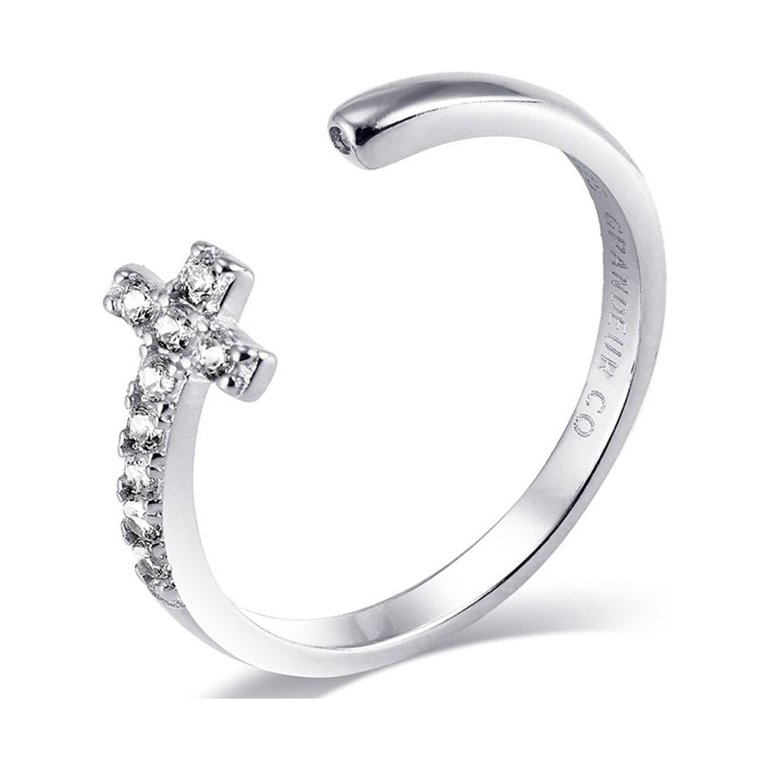 Studded Cross Open Ended Ring