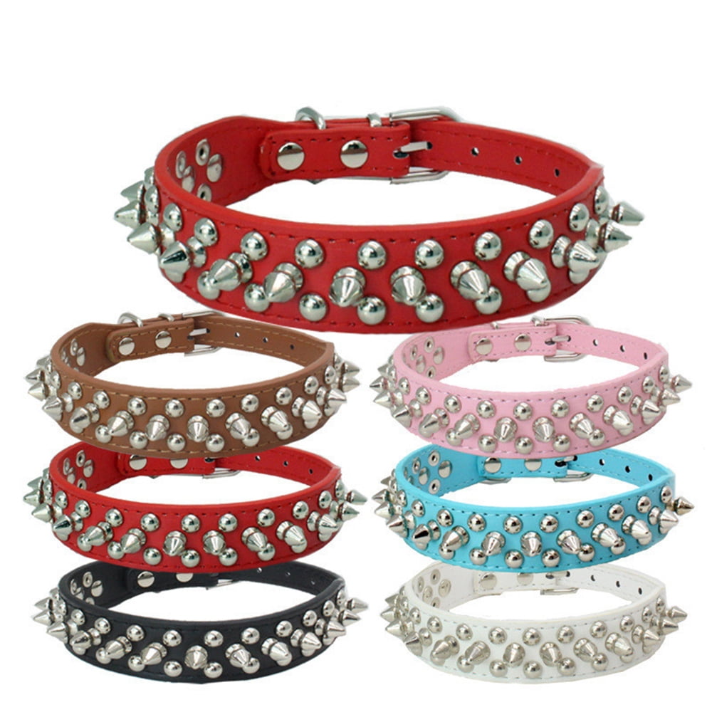 Studded Dog Collar Fashion Leather Dog Collar, Smooth and Adjustable