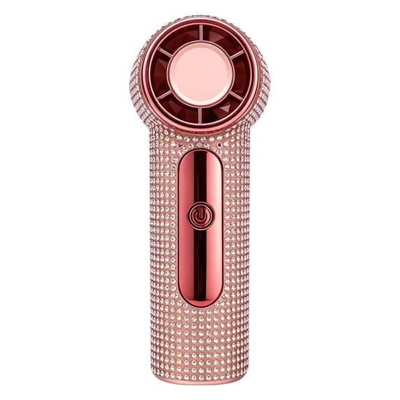 Studded Handheld Fan Usb Rechargeable Portable Powerful Airflow Long Battery Life Pink, Hand Fan Rhinestone Embellished Powerful Airflow Usb Rechargeable Compact & Portable Multiple Fan Speeds