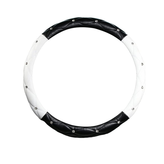 Studded Leather Steering Wheel Cover, Pattern Embossed Avoid Grip Cover for Car Auto Vehicle Interior, Decorative and Functional