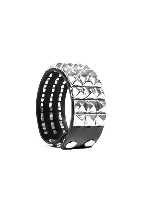 Studded Punk Bracelet for Men - Adjustable Metal Wristband, Men's 80's Gothic Rock Accessory
