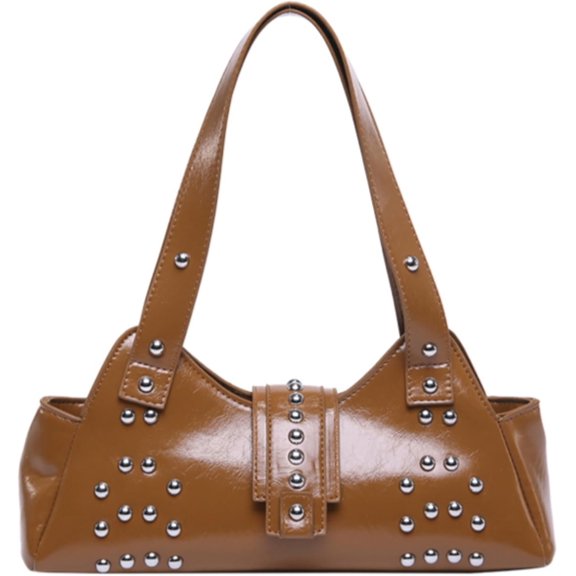 OWGSEE Studded Shoulder Bag For Women - Y2K Punk Purse, Faux Leather, 10.63x5.91x7.87in