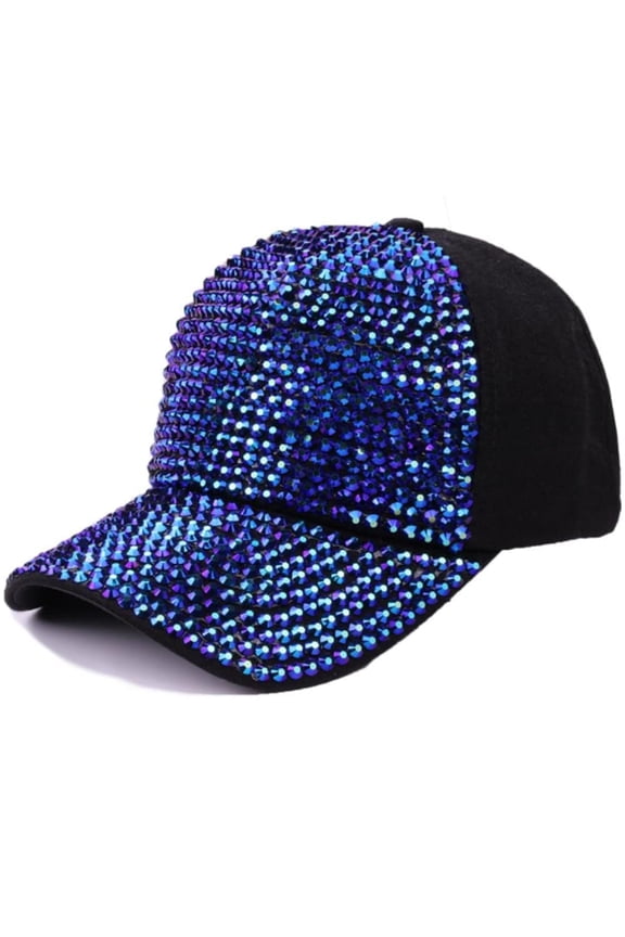 Studded Rhinestone Baseball Cap, Bling Baseball Hats for Women, Adjustable Sparkle Denim Sun Hat with Crystals, Summer Mesh Cap for Outdoor Sports Beach Party