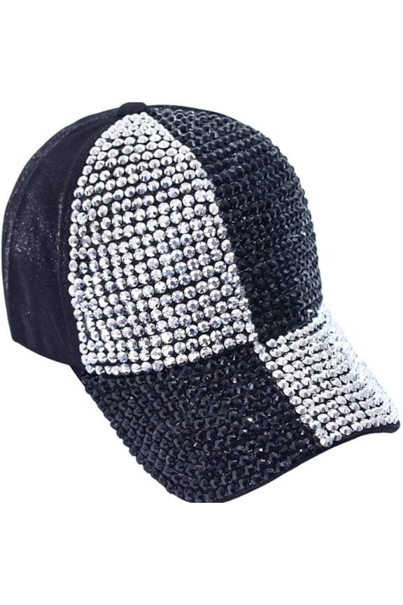 Studded Rhinestone Baseball Cap, Bling Baseball Hats for Women, Adjustable Sparkle Denim Sun Hat with Crystals, Summer Mesh Peaked Cap for Outdoor Sports Beach Party