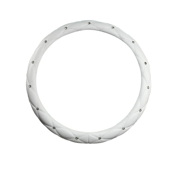 Studded Steering Wheel Cover Studded Leather Steering Wheel Cover, Diamond Pattern Embossed Avoid Grip Cover for Car Auto Vehicle Interior, Decorative and Functional Leather Wheel Cover