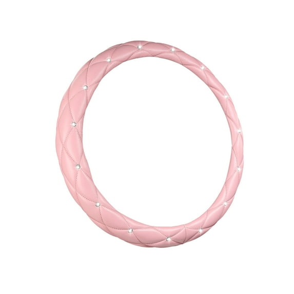 Studded Steering Wheel Cover Studded Leather Steering Wheel Cover, Diamond Pattern Embossed Avoid Grip Cover for Car Auto Vehicle Interior, Decorative and Functional Leather Wheel Cover