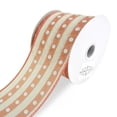 thumbnail image 1 of Studded Stripes Linen Wired Ribbon, Cream/Blush, 2-1/2-Inch, 10-Yard, 1 of 1