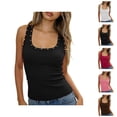 thumbnail image 1 of Studded Tank Tops for Women Summer Sleeveless Square Neck Slim Fitted Ribbed Shirt Y2k Going out Grunge Tops Streetwear, 1 of 6
