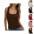 thumbnail image 1 of Studded Tank Tops for Women Summer Sleeveless Square Neck Slim Fitted Ribbed Shirt Y2k Going out Grunge Tops Streetwear, 1 of 6