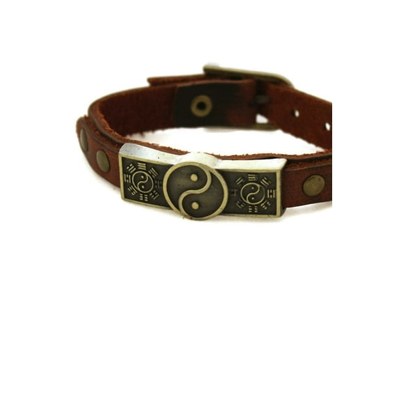 Studded Yin Yang Leather Essential Oil Bracelet- Unisex Men/Women