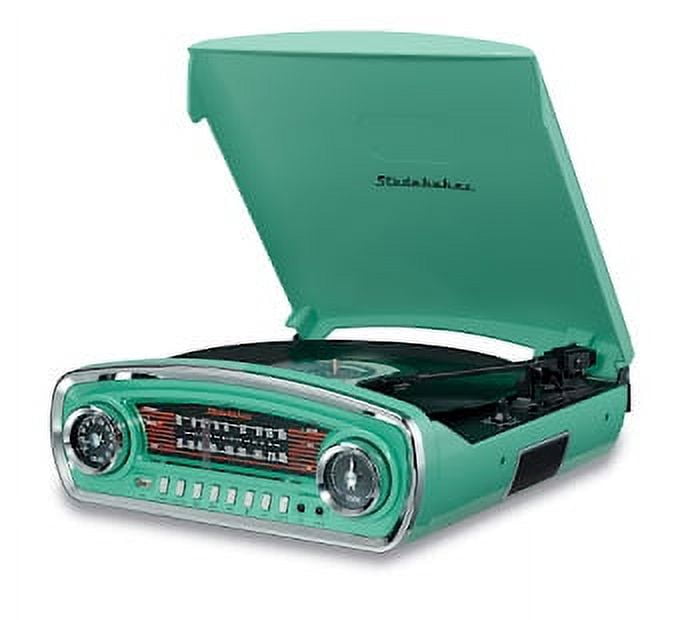 Teal Retro 3-Speed Turntable with Bluetooth and AM/FM Radio