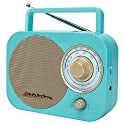 Studebaker Battery Aux Input Portable AM/FM Radio, Turquoise & Gold, SB2000TG