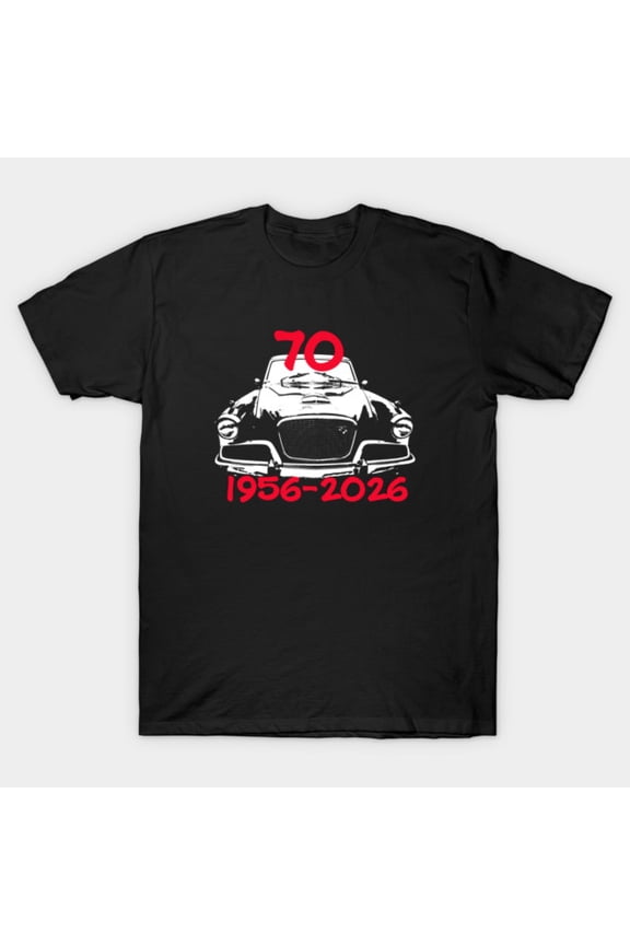 Studebaker Golden Hawk American Classic Car 70th Anniversary White Art Unisex T-Shirt, up to size 3XL.