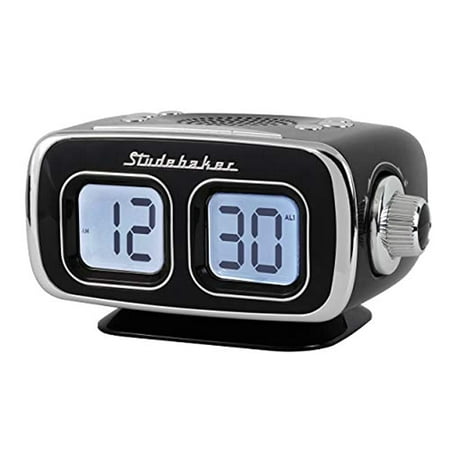 Studebaker - SB3500 Retro Digital AM/FM Dual Alarm Clock Radio with Bluetooth - Black
