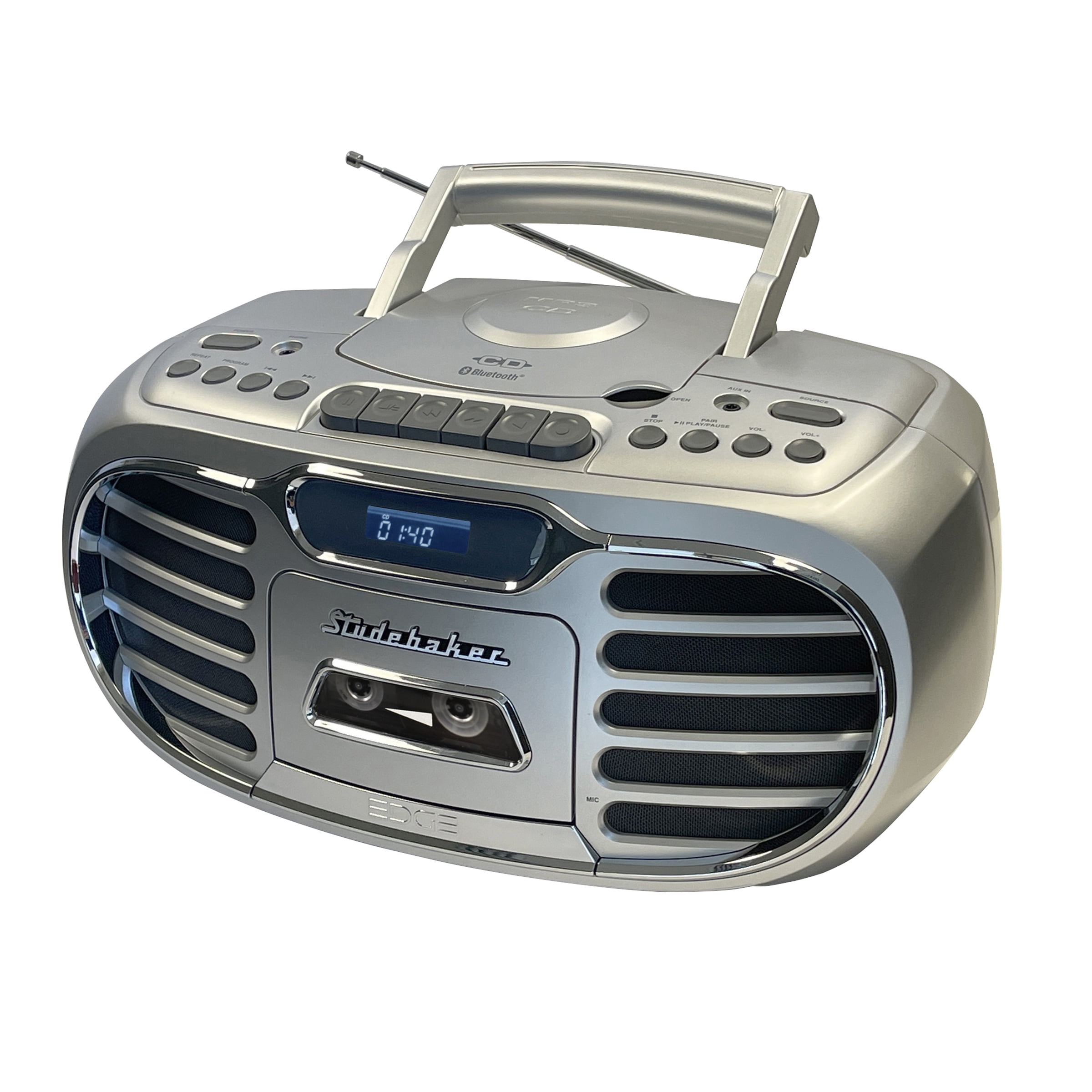 Studebaker Retro Edge Big Sound Bluetooth Boombox with CD/Cassette