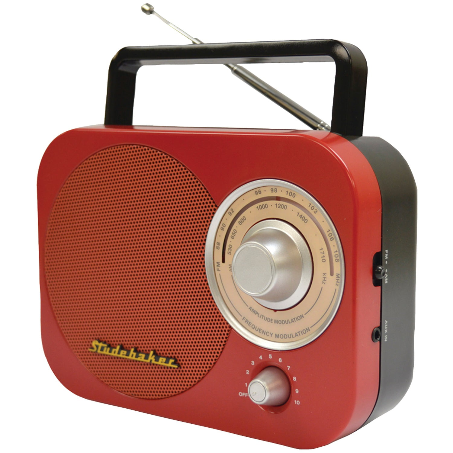 Studebaker SB2000RB Portable AM/FM Radio (Red) - Walmart.com