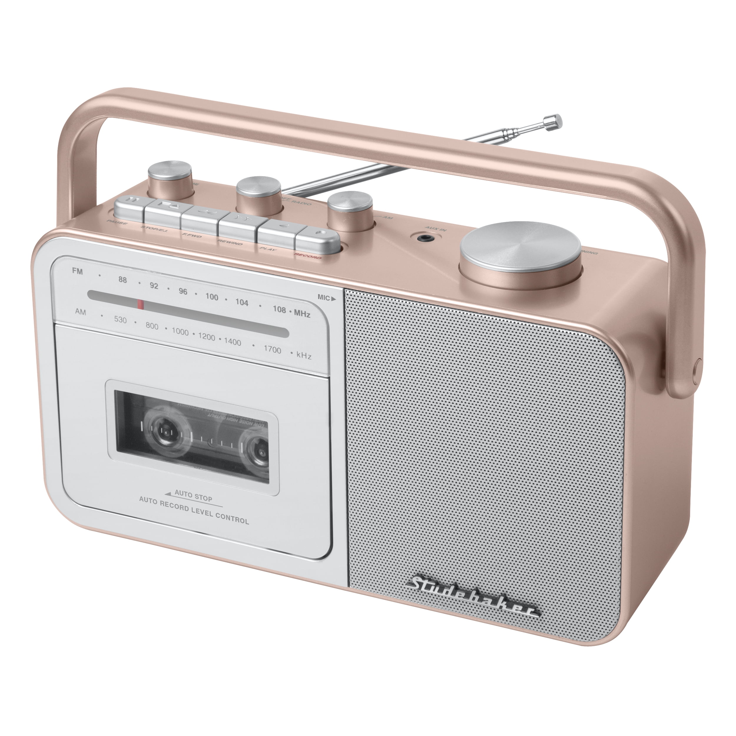 Studebaker SB2130RG AM/FM Portable Cassette Player/Recorder, Rose Gold