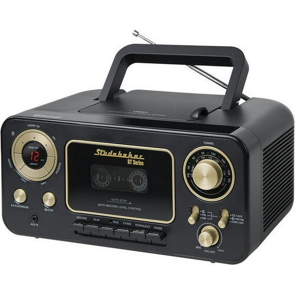 Studebaker SB2135BTBG Bluetooth Portable CD Player Radio and Cassette Player (Black/Gold)  [MISC ACCESSORY]