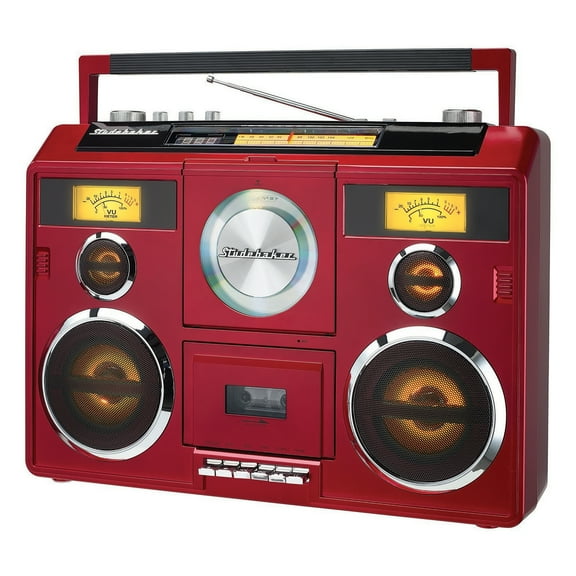 Studebaker SB2140R Sound Station Bluetooth Boombox CD/AM-FM Radio/Cassette Recorder (Red)  [SPEAKERS]