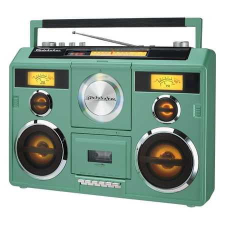 Studebaker - SB2140 Portable Stereo Boombox with Bluetooth/CD/AM-FM Radio/Cassette Recorder - Teal