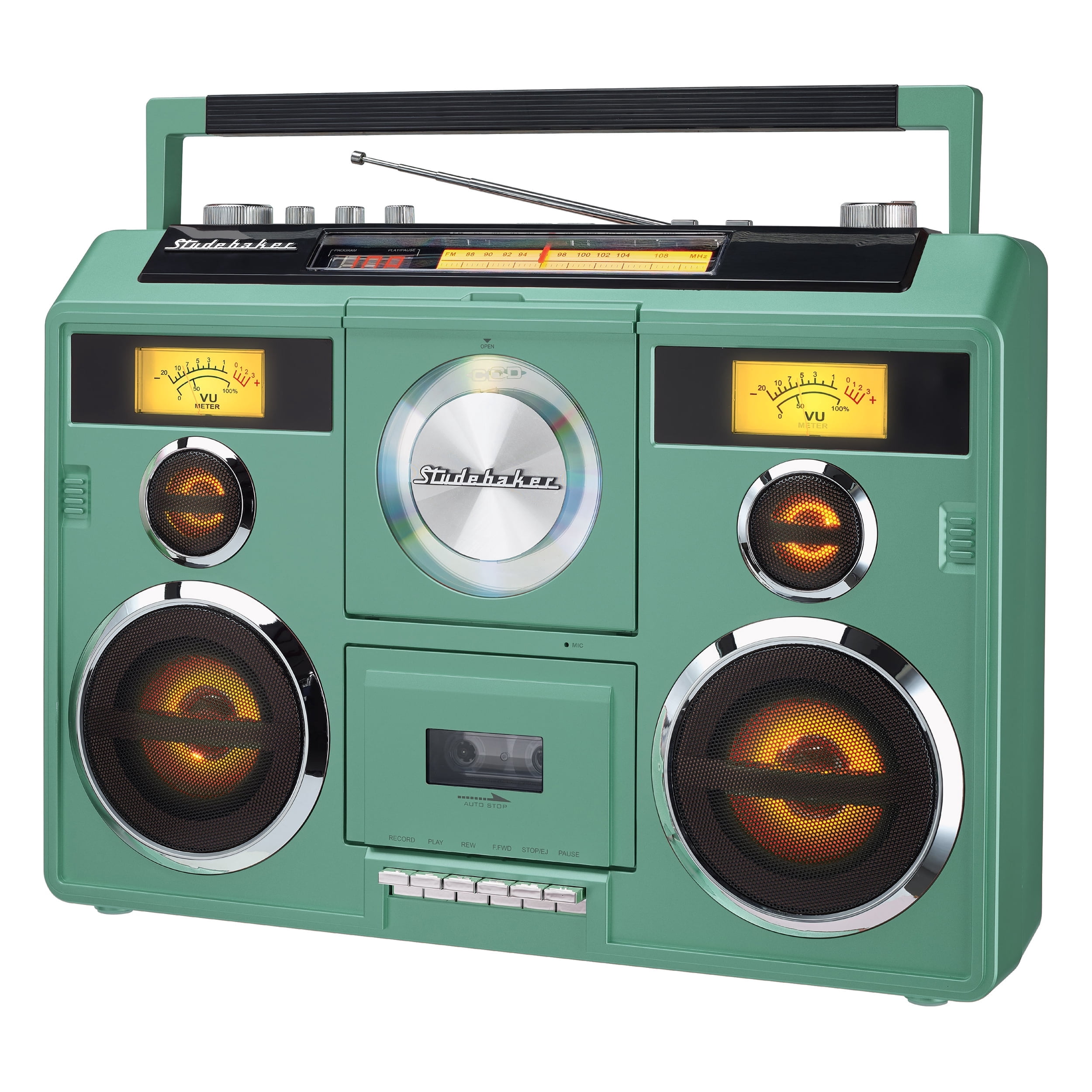 Studebaker Portable Stereo CD Player, AM/FM Radio, Retro Cassette