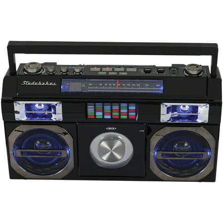 Studebaker - Bluetooth Boombox with FM Radio, CD Player, 10 watts RMS - Black