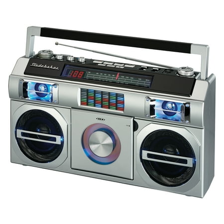 Studebaker - Master Blaster CD-RW/CD-R/CD-DA Boombox with AM/FM Radio - Silver
