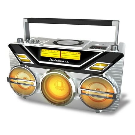 Studebaker SB2165S Avanti Bluetooth Boombox CD/AM-FM Radio/15 Watt Subwoofer (Silver) [SPEAKERS]