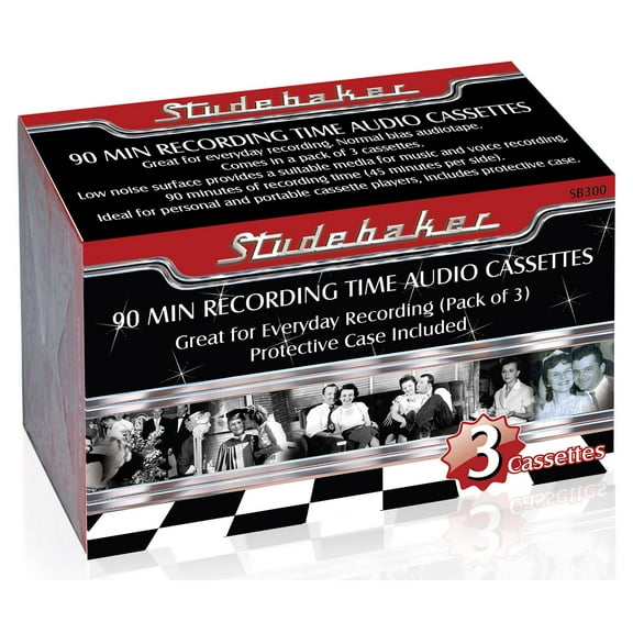 Studebaker SB300 90 Minute Recording Time Audio Cassettes (3-pack)