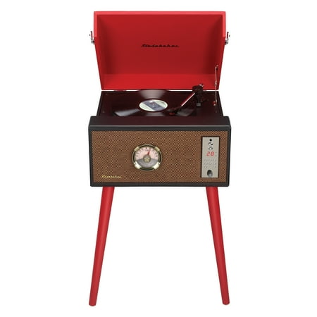 Studebaker - SB6085 Bluetooth Floor Stand Turntable with CD Player and FM Radio - Red