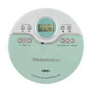 Studebaker SB3703MW Joggable Personal CD/MP3 Player with Bookmark Feature and FM PLL Radio Mint Green/White