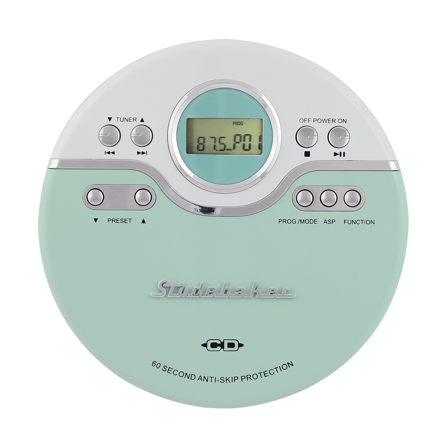 Studebaker Sb3703mw Personal Jogging CD Player with FM Pll Radio (Mint Green/white) - image 1 of 5