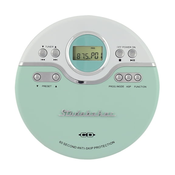 Studebaker Sb3703mw Personal Jogging CD Player with FM Pll Radio (Mint Green/white)