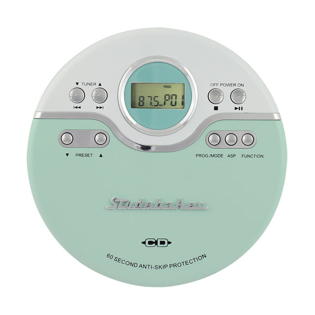 Studebaker Sb3703mw Personal Jogging CD Player with FM Pll Radio (Mint Green/white)