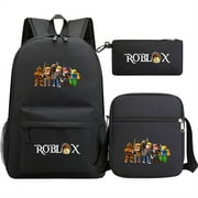 XOLIAN Student 3 in 1 Schoolbag Set Game Roblox Backpack with Shoulder Bag Small Case Lightweight Canvas Knapsack for Outdoor