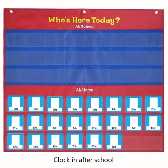Student Attendance Pockets with 72 Customizable Name Cards for Classroom Check-In Management - Hanging Organization Bags for Teachers, Daycare, and After-School Programs